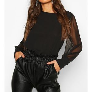 Black sheer sleeve blouse!